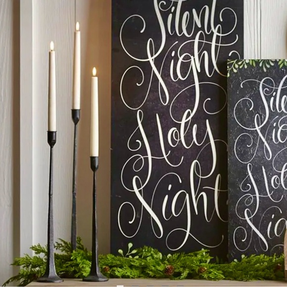 Antique Farmhouse Antiqued Forged Metal Taper Candlesticks Set/3 New - Picture 1 of 2